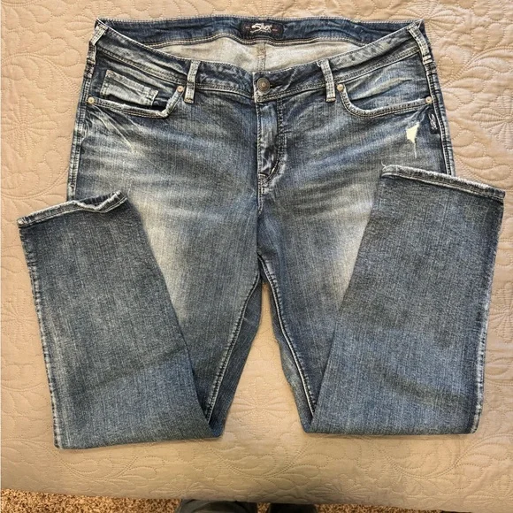 Silver Jeans Dark and Light Blue Denim - Picture 2 of 5